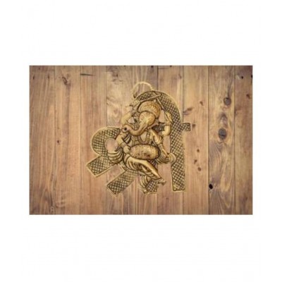 shiv omkar  IDOL COMBO GOLDEN GANESH-ON SHRI Decorative Showpiece - 11 cm  (Brass, Gold)