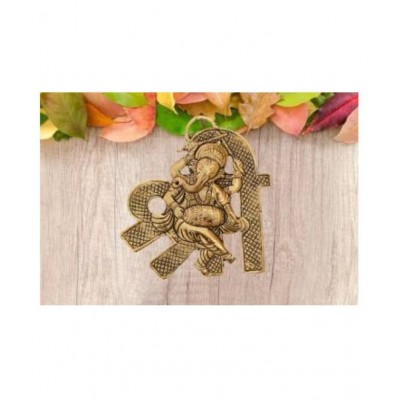 shiv omkar  IDOL COMBO GOLDEN GANESH-ON SHRI Decorative Showpiece - 11 cm  (Brass, Gold)