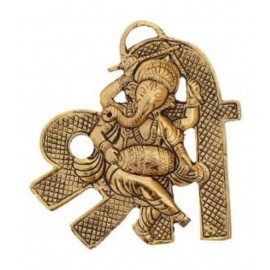 shiv omkar  IDOL COMBO GOLDEN GANESH-ON SHRI Decorative Showpiece - 11 cm  (Brass, Gold)