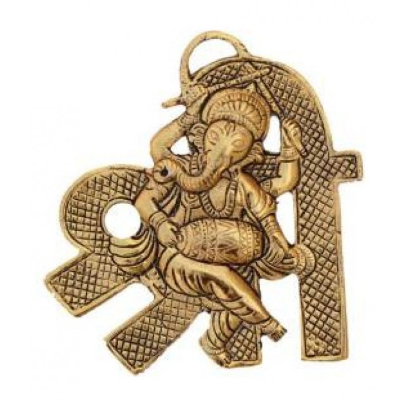 shiv omkar  IDOL COMBO GOLDEN GANESH-ON SHRI Decorative Showpiece - 11 cm  (Brass, Gold)