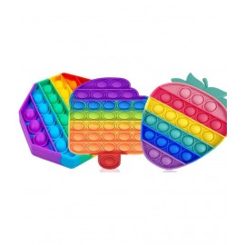 strawberry popit  & pop it Ice Cream & pop it heptagon popit 3 popit combo pack Pop It Push Pop Bubble Sensory Fidget Toy, Stress Relief and Anti-Anxiety Tools It Silicone (Strawberry Popit)  (Multicolor)