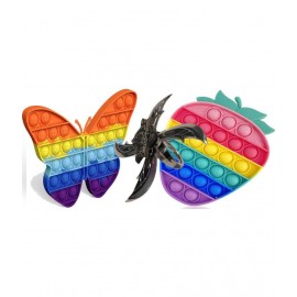 strawberry popit  & pop it Spinner Ring & pop it Butterfly popit 3 popit combo pack Pop It Push Pop Bubble Sensory Fidget Toy, Stress Relief and Anti-Anxiety Tools It Silicone (Strawberry Popit)  (Multicolor)
