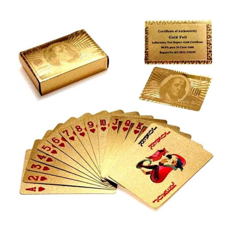 thriftkart - Gold Plated Poker Playing Cards Classic PVC Poker Table Cards (Gold)