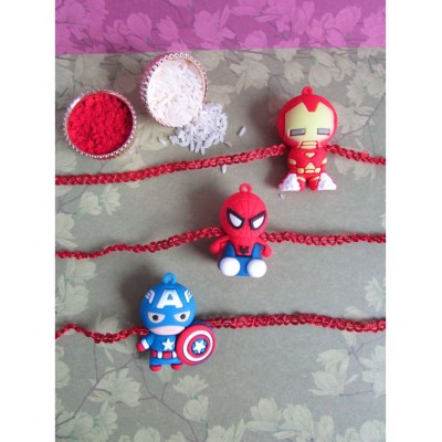 thriftkart Kids Rakhi Multicolour 3PC avengers Character Rakhi