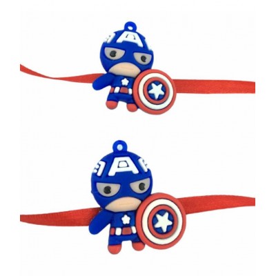 thriftkart Kids Rakhi Multicolour Captain America Rakhi Combo of 2PC silicon Pack of 2