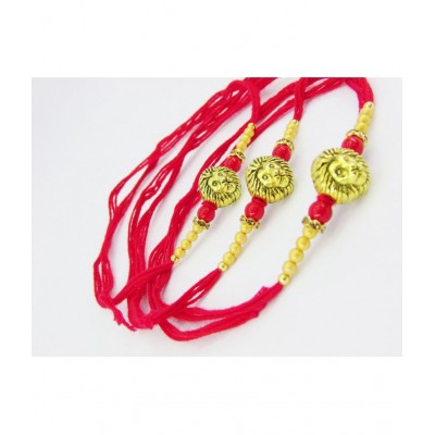 thriftkart Rakhi Set Multicolour 3pc lion shape bhai Rakhi Pack of 3