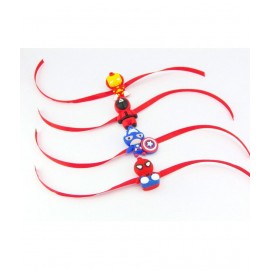 thriftkart Rakhi Set Multicolour 4 pc Character[3 super heros 1 squid game] Pack of 1