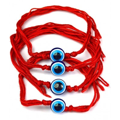 thriftkart Rakhi Set Red 5pc Evil Eye Thread Bracelet Rakhi Pack of 5