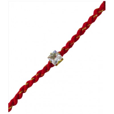 thriftkart Single Rakhi Red and Gold Mauli Thread with dimond for bhai