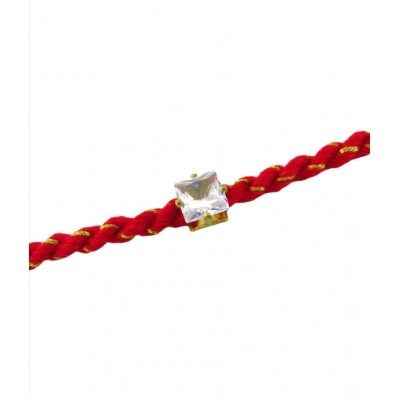 thriftkart Single Rakhi Red and Gold Mauli Thread with dimond for bhai