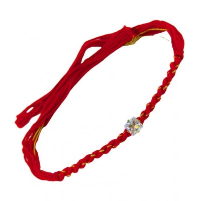 thriftkart Single Rakhi Red and Gold Mauli Thread with dimond for bhai