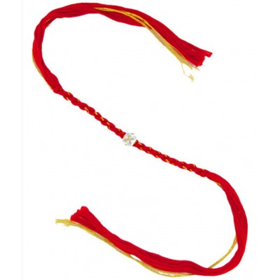 thriftkart Single Rakhi Red and Gold Mauli Thread with dimond for bhai