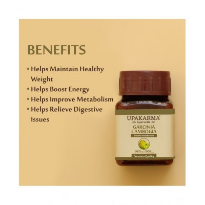 upakarma ayurveda Pure Herbs Garcinia Cambogia Natural and Powerful 500 mg 90 Veggie 90 no.s Natural Multivitamins Capsule