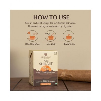 upakarma ayurveda Shilajit Tea with Shilajit,12 Plus Ayurvedic to Boost Immunity Pack of 20 Sachet 20 no.s Natural Tablets