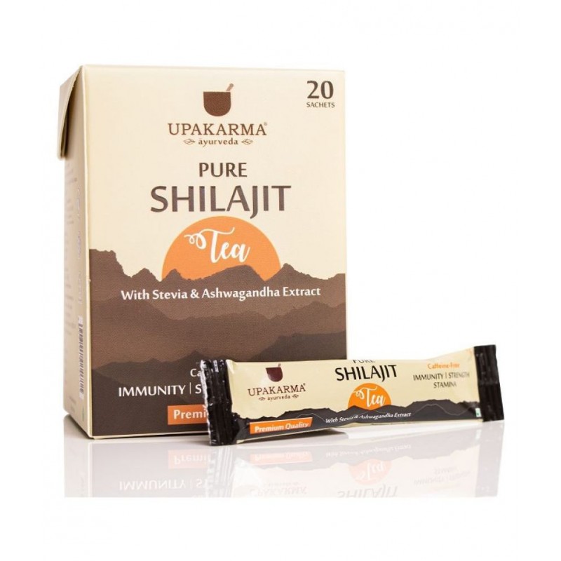 upakarma ayurveda Shilajit Tea with Shilajit,12 Plus Ayurvedic to Boost Immunity Pack of 20 Sachet 20 no.s Natural Tablets