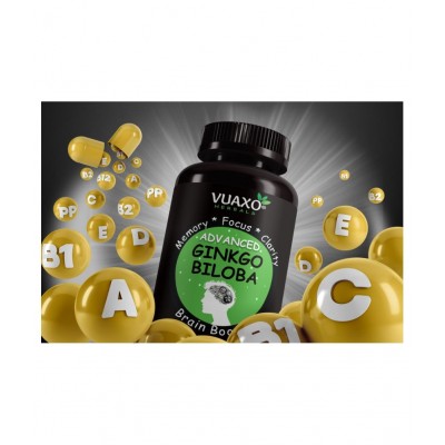 vuaxo Advanced Ginkgo Biloba Focus Memory Brain Booster Capsule 180 no.s Pack of 3