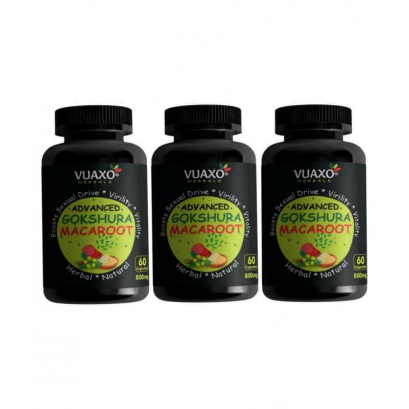 vuaxo Advanced Gokshura Maca Root Tribulus Terrestris Capsule 180 no.s Pack of 3