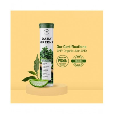 wellbeing nutrition Daily Greens, Organic Plant Superfood, Natural Multivitamin, Effervescent 63 gm Multivitamins Tablets