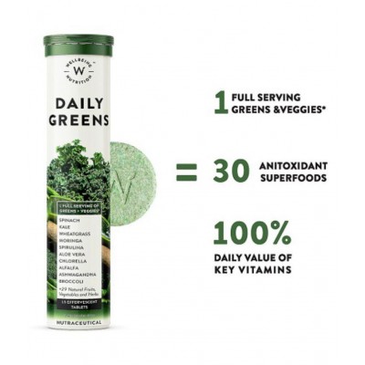wellbeing nutrition Daily Greens,Whole food Multivitamin with Grandma's Kadha,Ayurvedic Herbal Tea for Cold, Cough, Sore Throat, Congestion | Natural Immunity Booster 63 gm Multivitamins Tablets Pack of 2