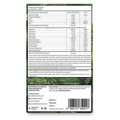 wellbeing nutrition Daily Greens,Whole food Multivitamin with Grandma's Kadha,Ayurvedic Herbal Tea for Cold, Cough, Sore Throat, Congestion | Natural Immunity Booster 63 gm Multivitamins Tablets Pack of 2