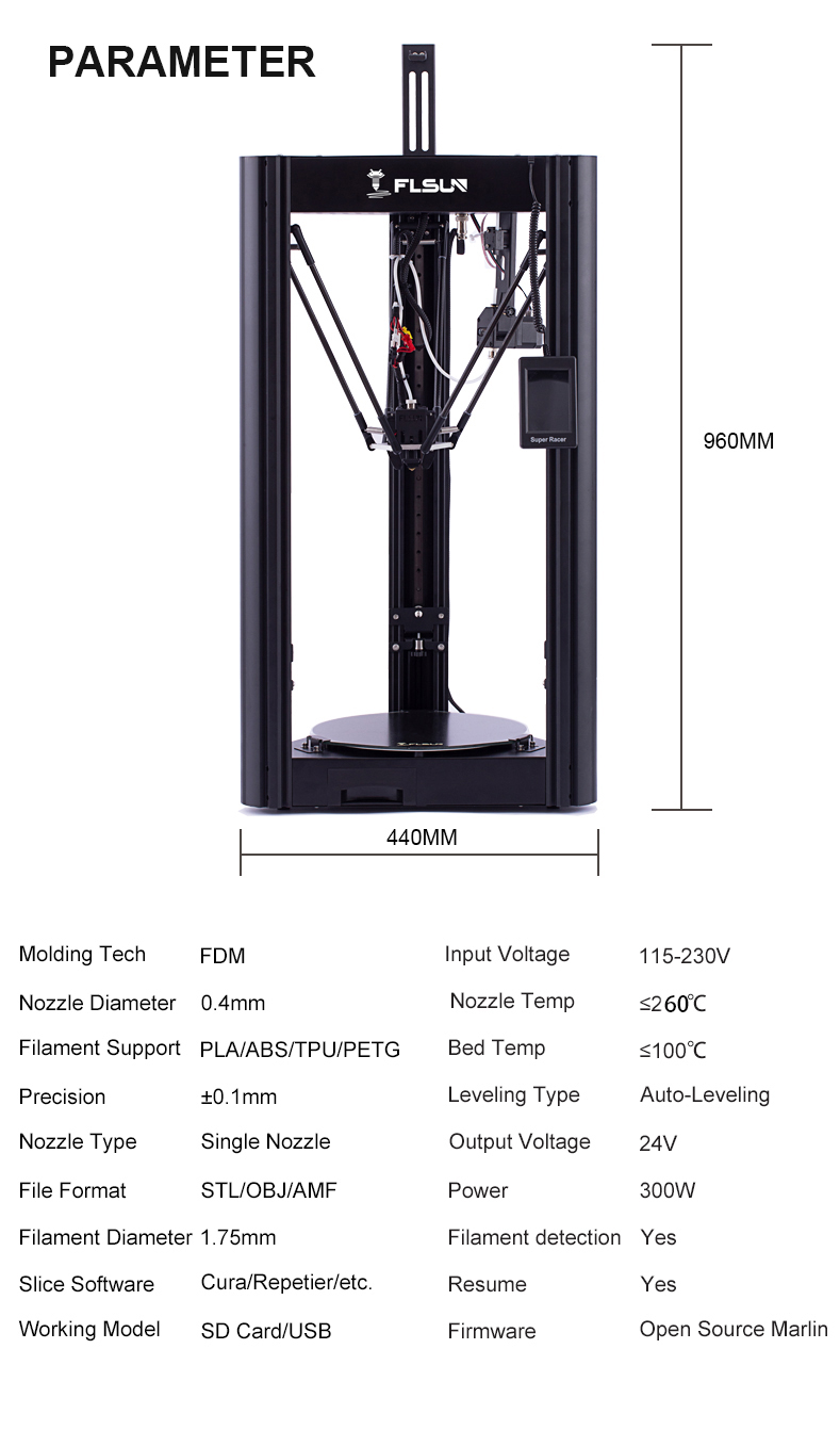 FLSUNreg-Super-RacerSR-3D-Printer-260mmX330mm-Print-Size-Fast-PrintThree-axis-Linkage-with-35inch-DA-1844899