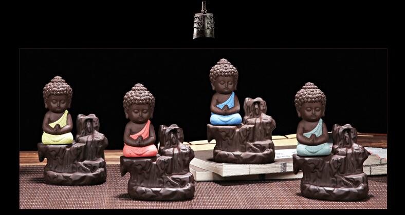 Laying-Style-Red-Ceramic-Monk-Budha-Smoke-Backflow-Insense-Cone-Holder---Pack-of-1-3