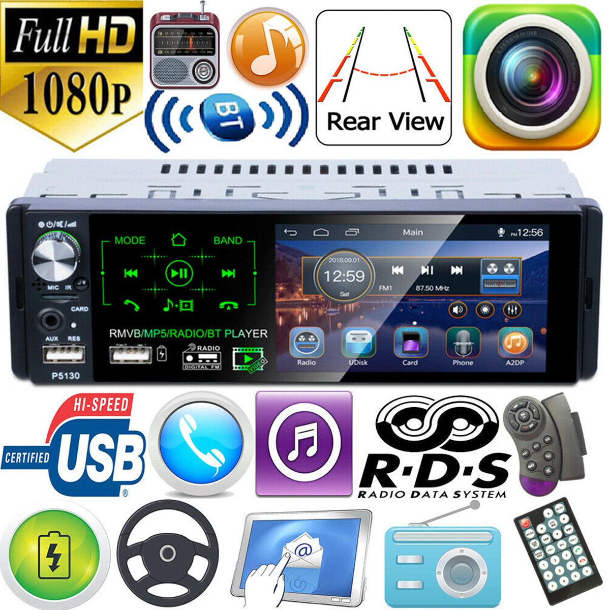 P5130-41-Inch-1-DIN-Car-Stereo-Radio-MP5-Player-Full-Touch-Screen-FM-AM-RDS-bluetooth-USB-Strong-Bas-1649564-1