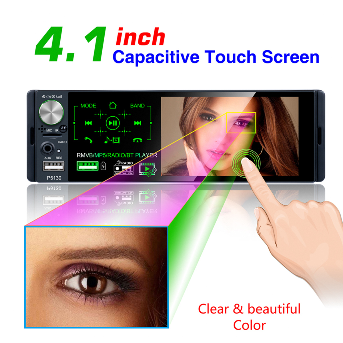 P5130-41-Inch-1-DIN-Car-Stereo-Radio-MP5-Player-Full-Touch-Screen-FM-AM-RDS-bluetooth-USB-Strong-Bas-1649564-2