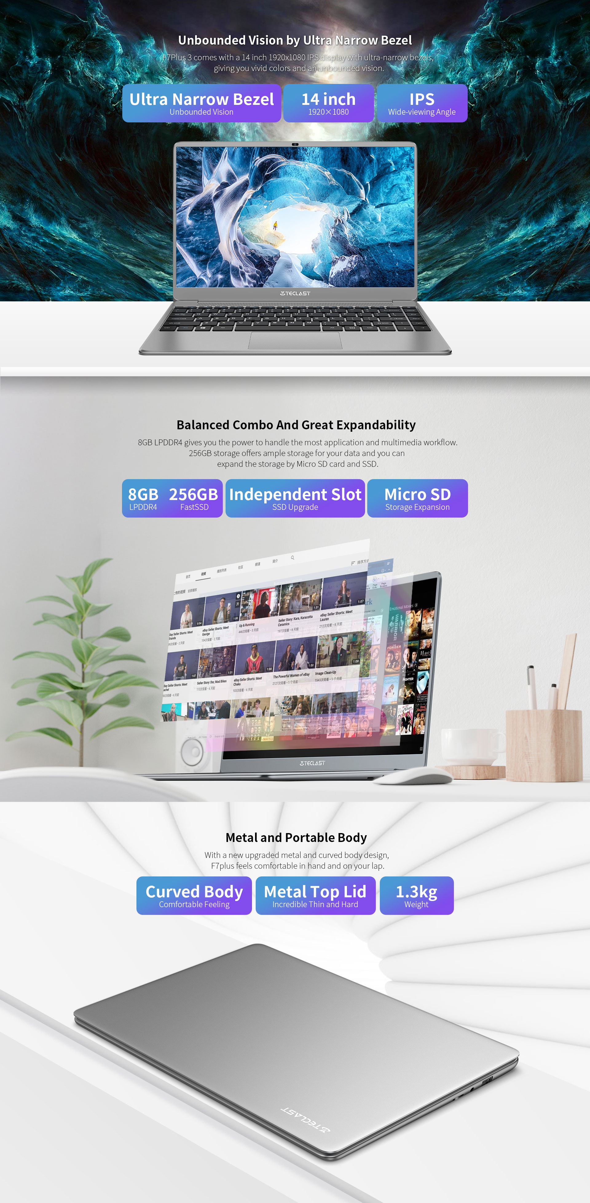 Teclast-F7-Plus--Laptop-141-inch-Intel-N4120-Quad-Core-26GHz-8GB-LPDDR4--RAM-256GB-SSD-46W-Large-Bat-1865843