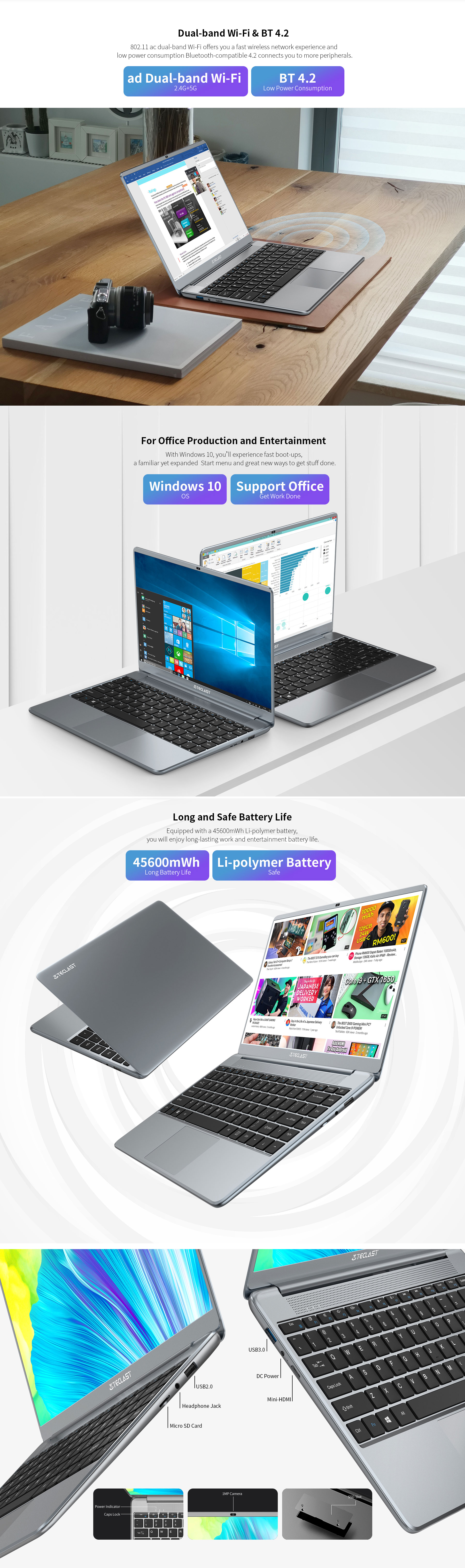 Teclast-F7-Plus--Laptop-141-inch-Intel-N4120-Quad-Core-26GHz-8GB-LPDDR4--RAM-256GB-SSD-46W-Large-Bat-1865843